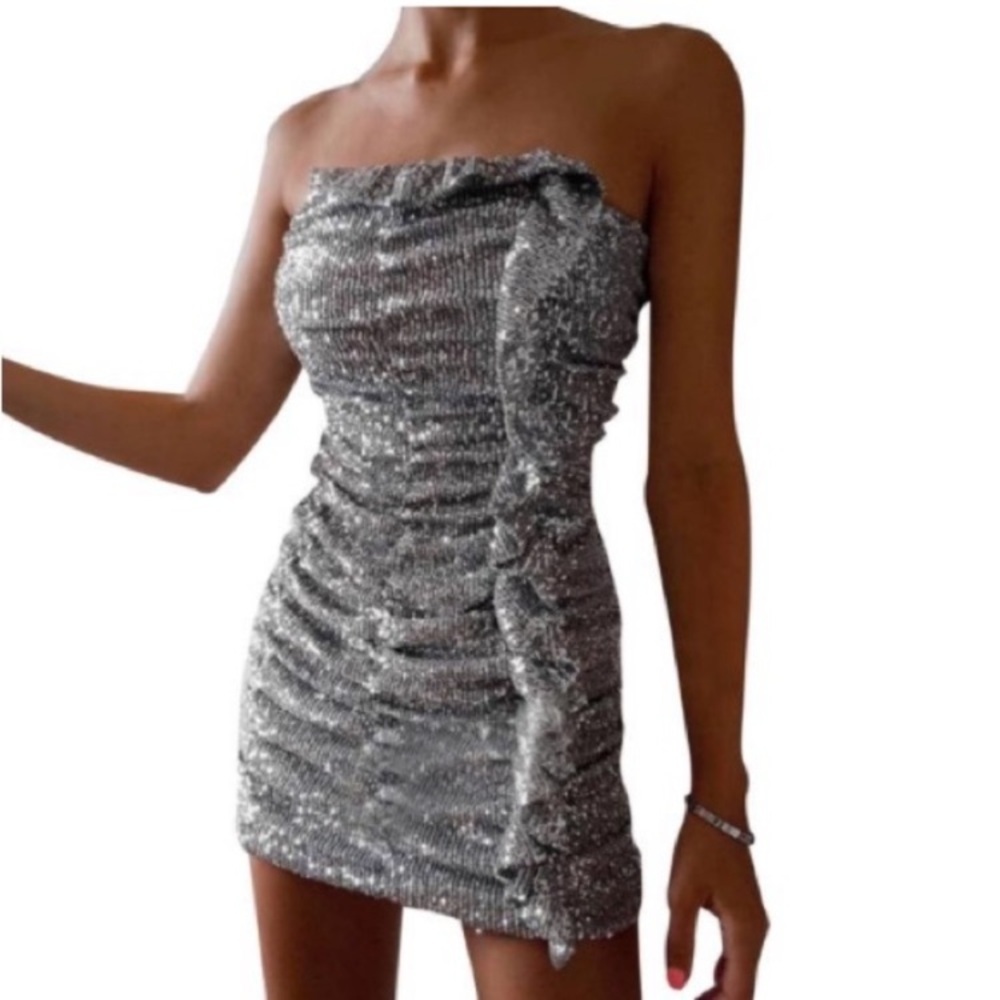 Zara Limited Edition Sequin Strapless mini dress Size: XS - Picture 1 of 9